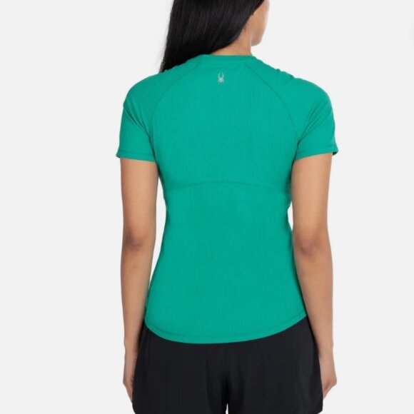 Spyder Active Women's Ribbed Short Sleeve Tee Size L - Picture 2 of 9